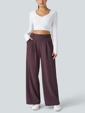 Halara Flex™ DayStretch High Waisted Pocket Work Flare Pants Sz. M-Purple-NWT